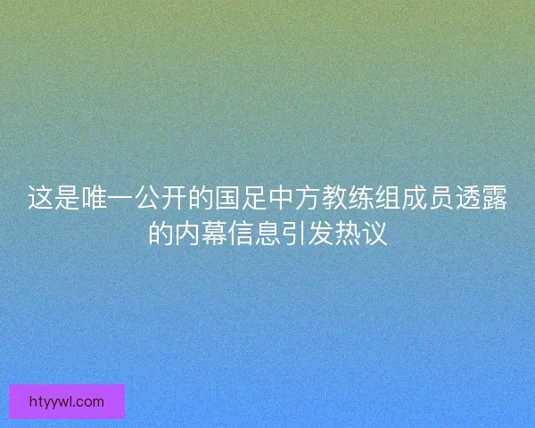 这是唯一公开的国足中方教练组成员透露的内幕信息引发热议