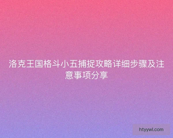 洛克王国格斗小五捕捉攻略详细步骤及注意事项分享